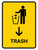 Trash With Down Arrow Yellow Portrait - Wall Sign