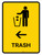 Trash With Left Arrow Yellow Portrait - Wall Sign