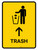 Trash With Up Arrow Yellow Portrait - Wall Sign