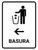 Trash With Left Arrow White Spanish Portrait - Wall Sign
