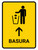 Trash With Up Arrow Yellow Spanish Portrait - Wall Sign