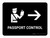 Passport Control With Right Arrow Black Landscape - Wall Sign