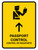Passport Control With Up Arrow Yellow Bilingual Spanish Portrait - Wall Sign