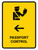 Passport Control With Left Arrow Yellow Portrait - Wall Sign