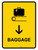 Baggage With Down Arrow Yellow Portrait - Wall Sign