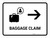 Baggage Claim With Right Arrow White Landscape - Wall Sign