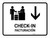 Check In With Down Arrow White Bilingual Spanish Landscape - Wall Sign