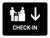 Check In With Down Arrow Black Landscape - Wall Sign