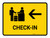 Check In With Left Arrow Yellow Landscape - Wall Sign