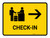 Check In With Right Arrow Yellow Landscape - Wall Sign