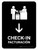 Check-In With Down Arrow Black Bilingual Spanish Portrait - Wall Sign