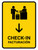 Check-In With Down Arrow Yellow Bilingual Spanish Portrait - Wall Sign