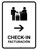 Check-In With Right Arrow White Bilingual Spanish Portrait - Wall Sign