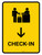 Check-In With Down Arrow Yellow Portrait - Wall Sign