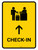 Check-In With Up Arrow Yellow Portrait - Wall Sign