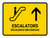 Escalators With Up Arrow Yellow Bilingual Spanish Landscape - Wall Sign