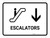 Escalators With Down Arrow White Landscape - Wall Sign
