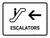 Escalators With Left Arrow White Landscape - Wall Sign