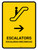 Escalators With Right Arrow Yellow Bilingual Spanish Portrait - Wall Sign
