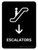 Escalators With Down Arrow Black Portrait - Wall Sign