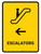 Escalators With Left Arrow Yellow Portrait - Wall Sign