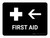 First Aid With Left Arrow Black Landscape - Wall Sign