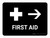 First Aid With Right Arrow Black Landscape - Wall Sign