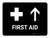 First Aid With Up Arrow Black Landscape - Wall Sign