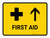First Aid With Up Arrow Yellow Landscape - Wall Sign