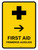 First Aid With Right Arrow Yellow Bilingual Spanish Portrait - Wall Sign