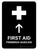 First Aid With Up Arrow Black Bilingual Spanish Portrait - Wall Sign