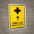 First Aid With Up Arrow Yellow Bilingual Spanish Portrait - Wall Sign