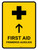 First Aid With Up Arrow Yellow Bilingual Spanish Portrait - Wall Sign