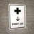First Aid With Down Arrow White Portrait - Wall Sign