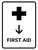 First Aid With Down Arrow White Portrait - Wall Sign