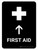 First Aid With Up Arrow Black Portrait - Wall Sign