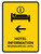 Hotel Information With Left Arrow Yellow Bilingual Spanish Portrait - Wall Sign