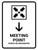 Meeting Point With Down Arrow White Bilingual Portrait - Wall Sign