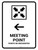Meeting Point With Left Arrow White Bilingual Spanish Portrait - Wall Sign