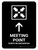Meeting Point With Up Arrow Black Bilingual Spanish Portrait - Wall Sign