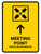 Meeting Point With Up Arrow Yellow Bilingual Spanish Portrait - Wall Sign
