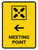 Meeting Point With Left Arrow Yellow Portrait - Wall Sign