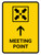 Meeting Point With Up Arrow Yellow Portrait - Wall Sign