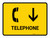 Telephone With Down Arrow Yellow Landscape - Wall Sign