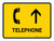 Telephone With Up Arrow Yellow Landscape - Wall Sign