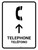 Telephone With Up Arrow White Bilingual Spanish Portrait - Wall Sign