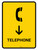 Telephone With Down Arrow Yellow Portrait - Wall Sign