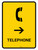 Telephone With Right Arrow Yellow Portrait - Wall Sign