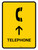 Telephone With Up Arrow Yellow Portrait - Wall Sign