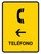 Telephone With Left Arrow Yellow Spanish Portrait - Wall Sign